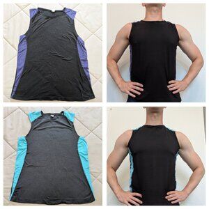 Bundle 2 x men's sport tank, size M (black/navy, black/turquoise)